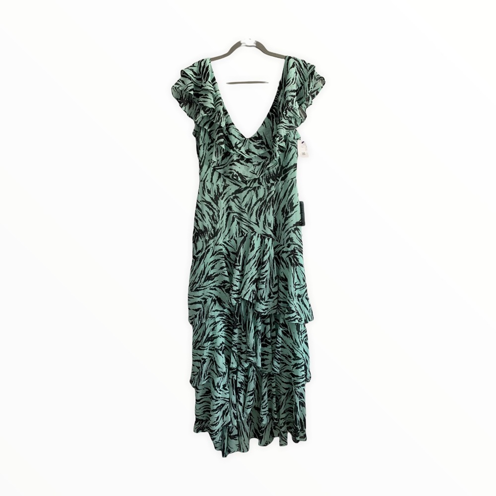 WAYF Chelsea Tiered Zebra Print Ruffle Maxi Dress